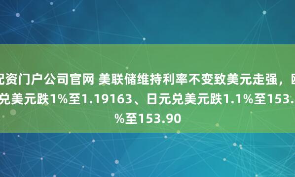 配资门户公司官网 美联储维持利率不变致美元走强，欧元兑美元跌1%至1.19163、日元兑美元跌1.1%至153.90