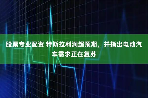 股票专业配资 特斯拉利润超预期，并指出电动汽车需求正在复苏